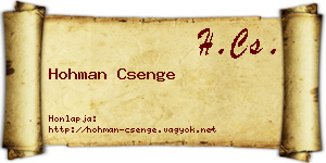 Hohman Csenge névjegykártya